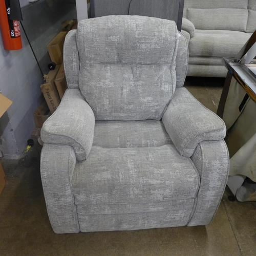 1488 - A Parker Knoll Boston patterned grey upholstered power reclining armchair