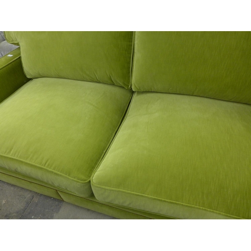 1489 - A willow velvet leather two and a half seater sofa with studwork , RRP £2380 * this lot is subject t... 