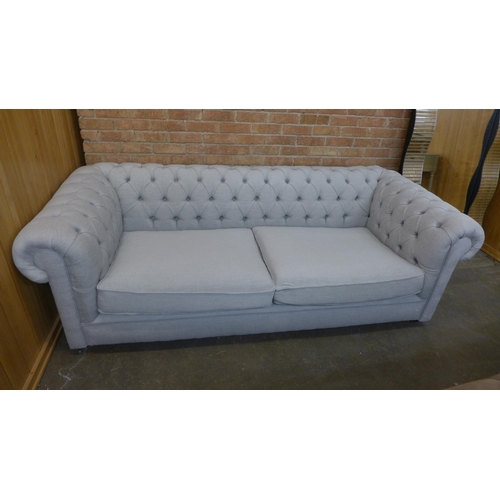 1500 - An Alfie dove grey linen Chesterfield three seater sofa , RRP £2455 * this lot is subject to VAT