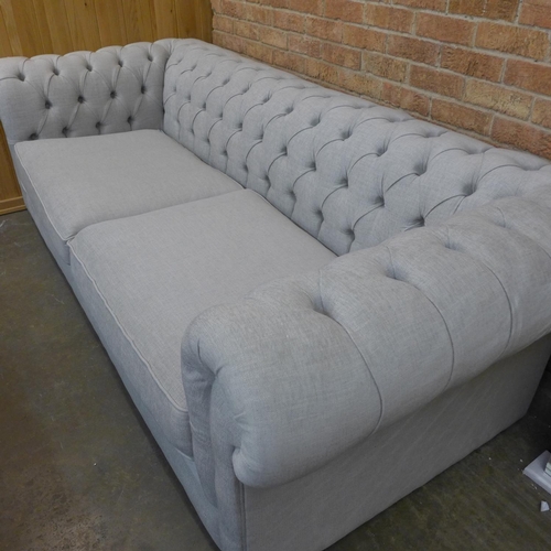 1500 - An Alfie dove grey linen Chesterfield three seater sofa , RRP £2455 * this lot is subject to VAT