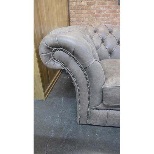 1501 - A Graduate, Rustic brown vintage leather Chesterfield three seater sofa , RRP £3545 * this lot is su... 