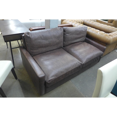 1504 - A Hutch dark mocha square armed three seater sofa , RRP £2175 *- damaged zip. this lot is subject to... 