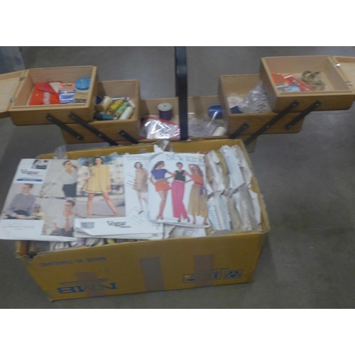 1235 - A large collection of sewing patterns and a sewing box with contents **PLEASE NOTE THIS LOT IS NOT E... 