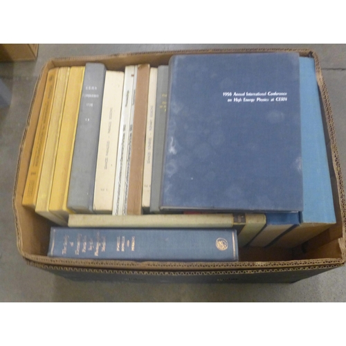 1237 - A box of books on science and physics, particle physics, nuclear physics, etc., 1950s and later **PL... 