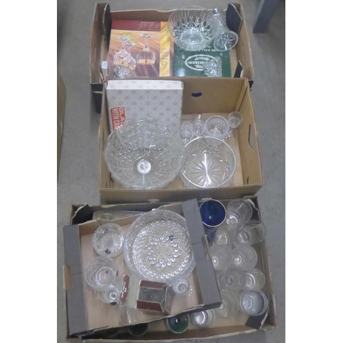 1240 - Four boxes of mixed glass, including Portmeirion six hi-ball glasses, boxed, drinking glasses, large... 