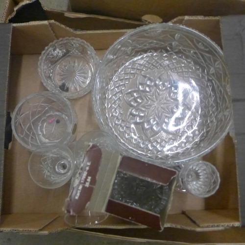 1240 - Four boxes of mixed glass, including Portmeirion six hi-ball glasses, boxed, drinking glasses, large... 