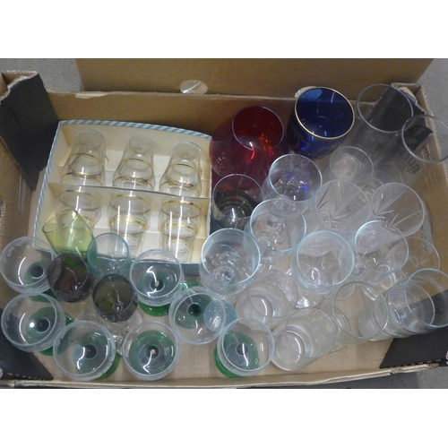 1240 - Four boxes of mixed glass, including Portmeirion six hi-ball glasses, boxed, drinking glasses, large... 