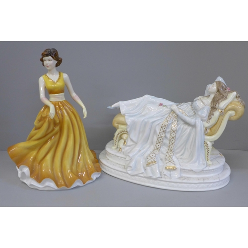 601 - Two Royal Doulton figures, Sleeping Beauty, HN4000 and Pretty Ladies Karen