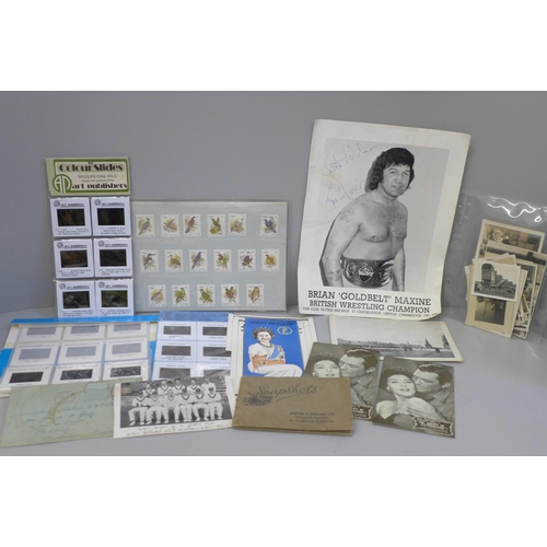 636 - Photographs, slides, a signed publicity card, Brian Goldbelt Maxine, Australian gold mining photogra... 