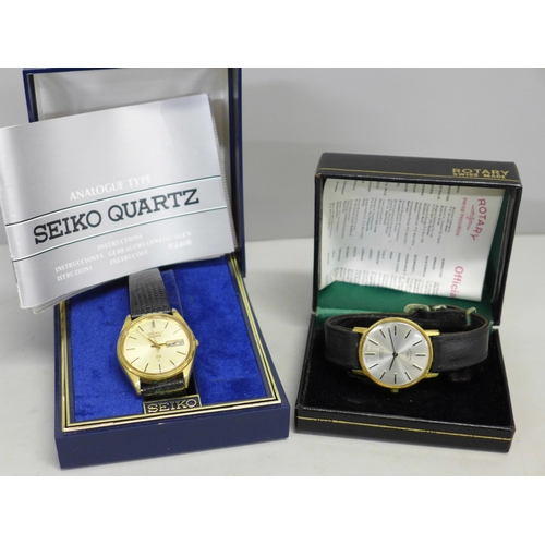 637 - Two wristwatches, Rotary and Seiko, boxed