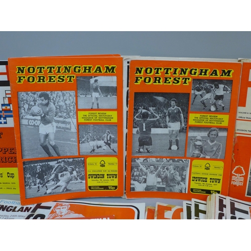 652 - Mid 1970s Nottingham Forest FC programmes, some European ties and League Cup Final and their 7