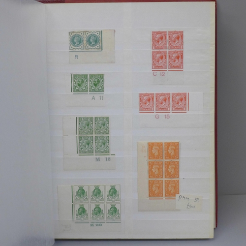 687 - Stamps; stock book of GB controls and cylinder blocks, Queen Victoria onwards