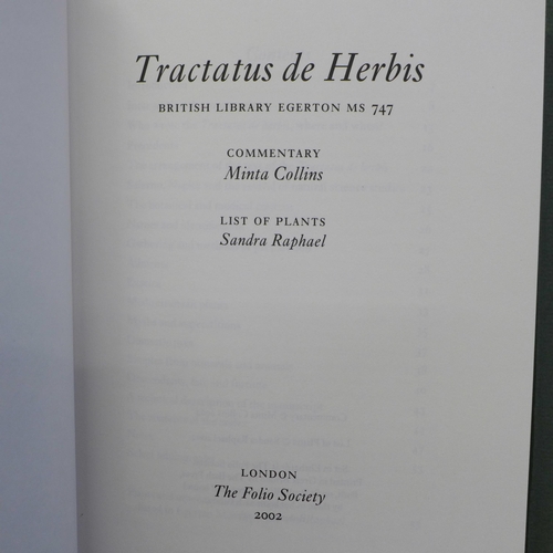 713 - Folio Society, Tractatus de Herbis, limited edition no. 262/1000, facsimile edition