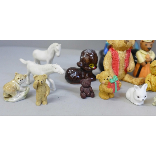 720 - Two Murano label glass clowns, miniature bisque animals, Whimsies and others