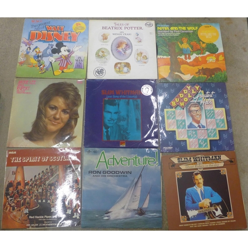 730 - LP records including Buddy Holly, Beatles (compilation), Carpenters, etc.