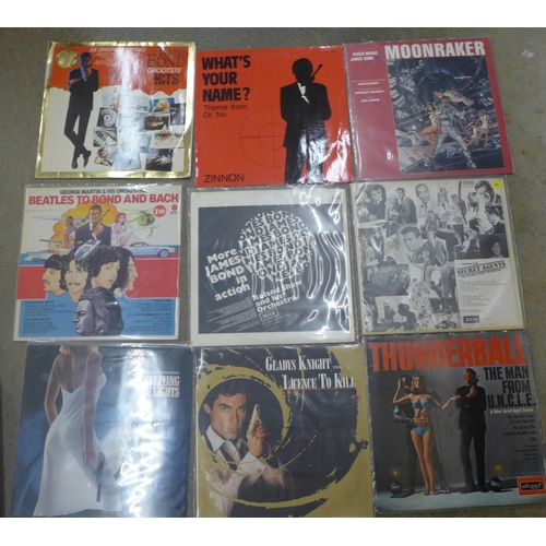 740 - James Bond LPs records including Thunderball, Diamonds Are Forever, Octopusy, etc. and twenty James ... 