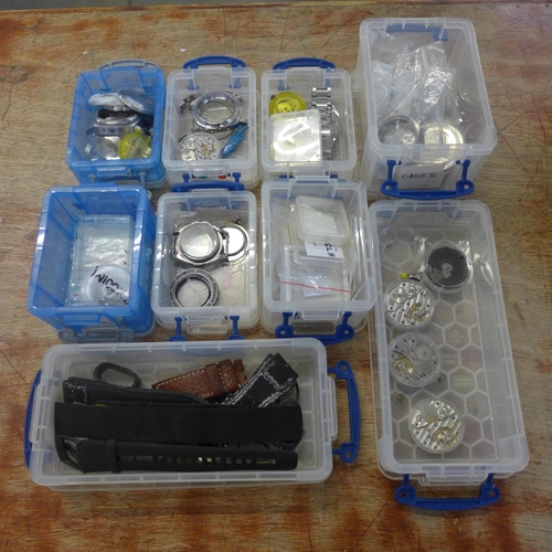 753 - Watch parts, movements, cases, individual, automatic, etc. **PLEASE NOTE THIS LOT IS NOT ELIGIBLE FO... 