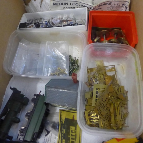 755 - Model rail parts, bogies, conductors, wagons, sheds, animals, badges, etc. **PLEASE NOTE THIS LOT IS... 