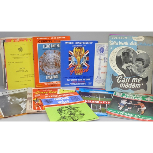 760 - A collection of football and theatre programmes, including 1966 World Cup Final