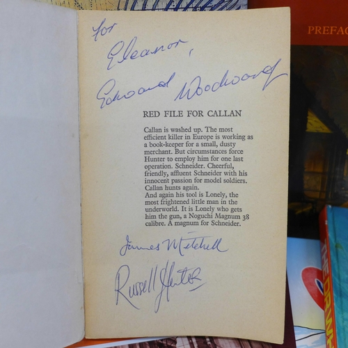 774 - An autographed paperback, Red File For Callan, signed by Edward Woodward, James Mitchell and Russell... 