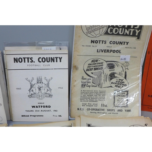 779 - Approximately 70 Notts County FC programmes (1952-63) including Centenary souvenir brochure vs Engla... 