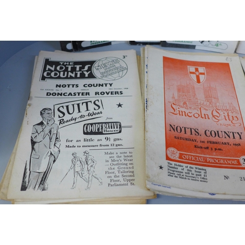 779 - Approximately 70 Notts County FC programmes (1952-63) including Centenary souvenir brochure vs Engla... 