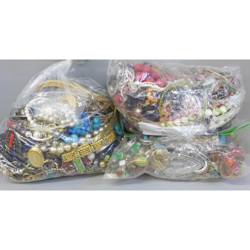 782 - Three bags of fashion and costume jewellery