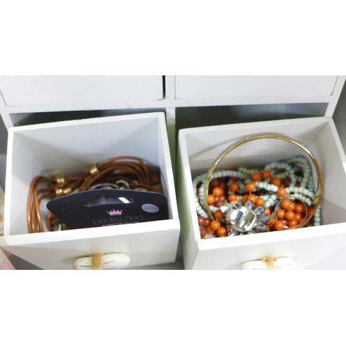 822 - A large box of modern jewellery including three jewellery cabinets **PLEASE NOTE THIS LOT IS NOT ELI... 