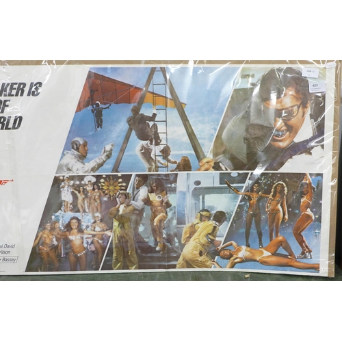 823 - A large James Bond Moonraker in house poster, 152cm x 51cm (5' x 20¼