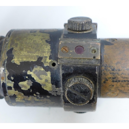 848 - A WWII British 6 Pdr gunsight, used on a 6-pounder anti tank gun, stamped Mark IS, dated 1943