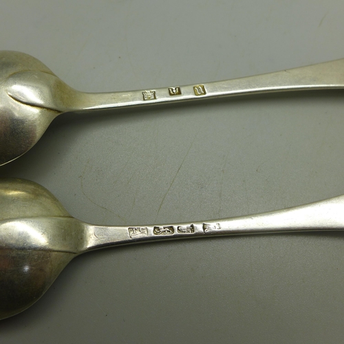 944 - Two silver serving spoons, one marked Edinburgh 1774, 123g