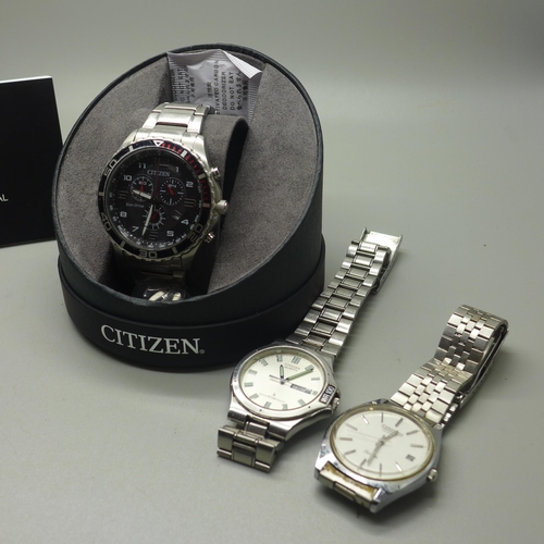 964 - Three Citizen wristwatches, one boxed