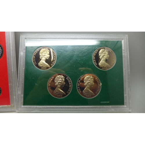 980 - Two Isle of Man commemorative coin sets, Pobjoy Mint 1980