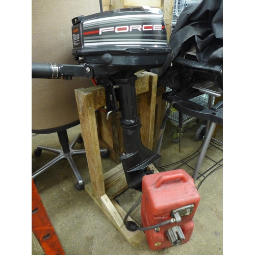 2347 - Force 5hp outboard motor with fuel tank and stand