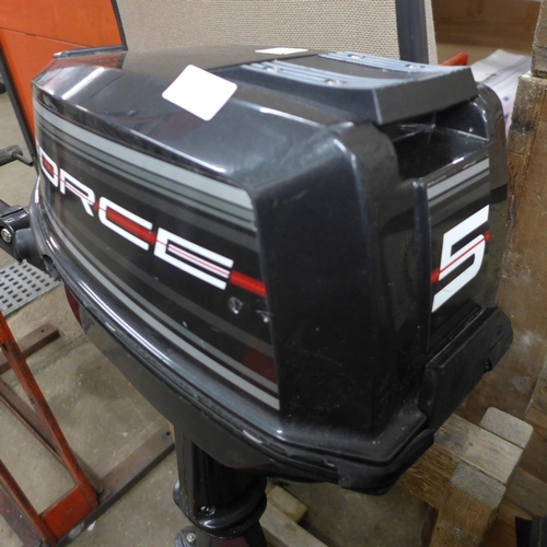 2347 - Force 5hp outboard motor with fuel tank and stand