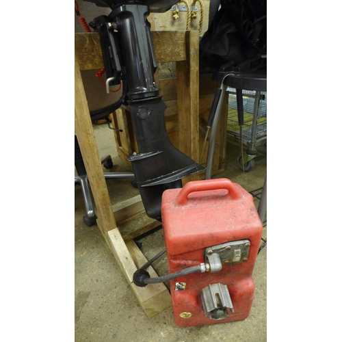 2347 - Force 5hp outboard motor with fuel tank and stand