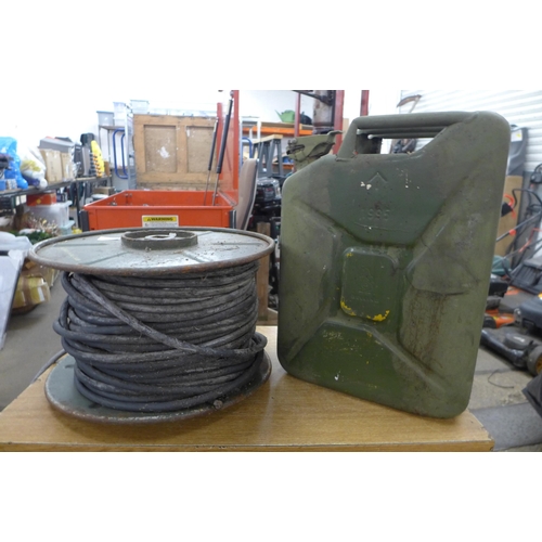 2396 - A Jerry can and a military cable reel