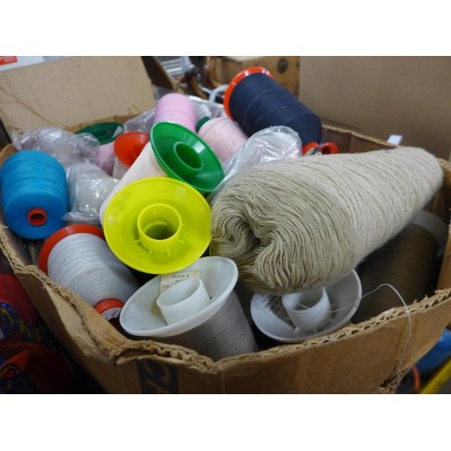 2417 - 2 Boxes and bag of cotton reels