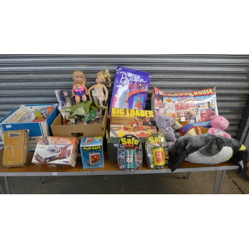 2424 - A quantity of toys, some vintage inc. Big Load, Dream doll house, Playsafe dolls, Dukes of Hazzard a... 