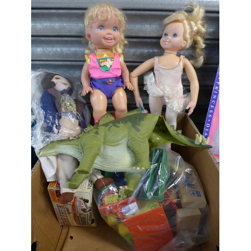 2424 - A quantity of toys, some vintage inc. Big Load, Dream doll house, Playsafe dolls, Dukes of Hazzard a... 