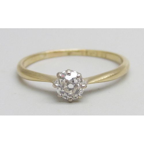 1009C - A 14ct gold and diamond solitaire ring, 1.7g, N