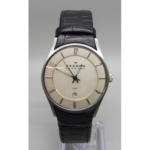 1027 - A gentleman's Skagen Denmark wristwatch,  model 474XLSLC, 40mm including crown