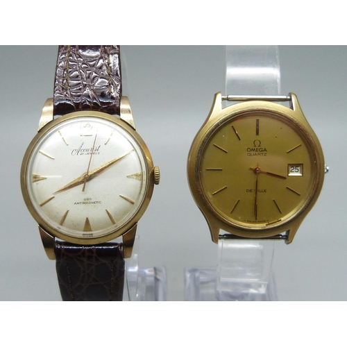 1041 - A 9ct gold cased Accurist wristwatch and an Omega quartz wristwatch head