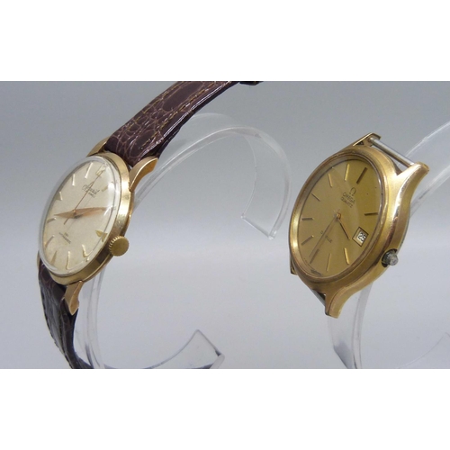 1041 - A 9ct gold cased Accurist wristwatch and an Omega quartz wristwatch head