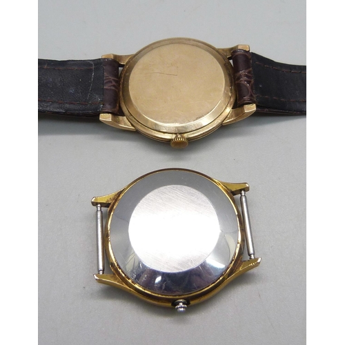 1041 - A 9ct gold cased Accurist wristwatch and an Omega quartz wristwatch head