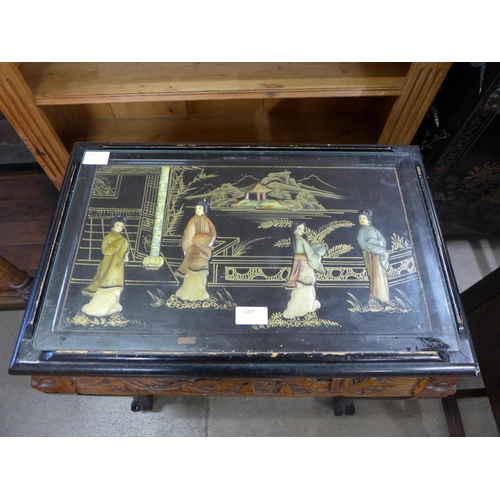 169 - A Chinese black chinoiserie occasional table