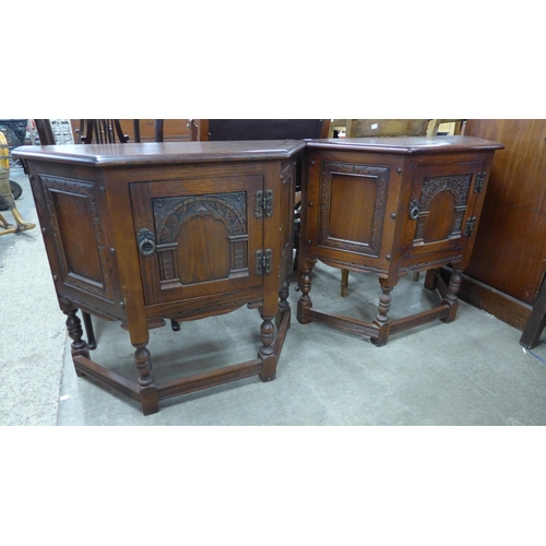 189 - A pair of Old Charm carved oak credence cupboards