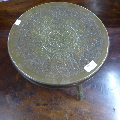 190 - An Islamic brass tripod stool