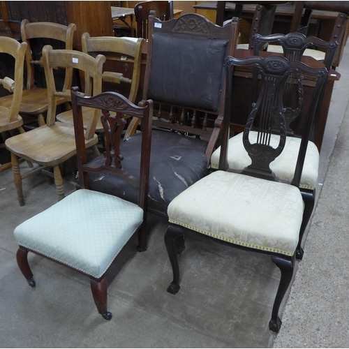 209 - Two Edward VII mahogany chairs and a pair of early 20th Century mahogany side chairs