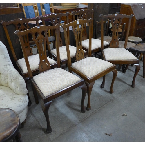 217 - A set of six Chippendale style mahogany dining chairs